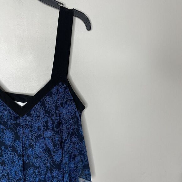 DEREK LAM 10 Crosby Dress Womens 6 Two Tier Cami Midi Silk Blue Midnight - Picture 3 of 14